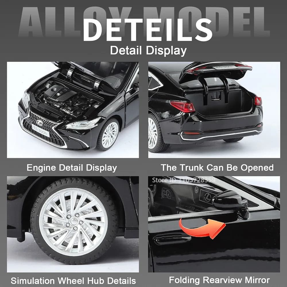 1:24 ES300H Q5 Car Toy Models Alloy Diecast Sound Light Doors Opened Exquisite Interior Shock Absorption Birthday Gifts for Boys - 5