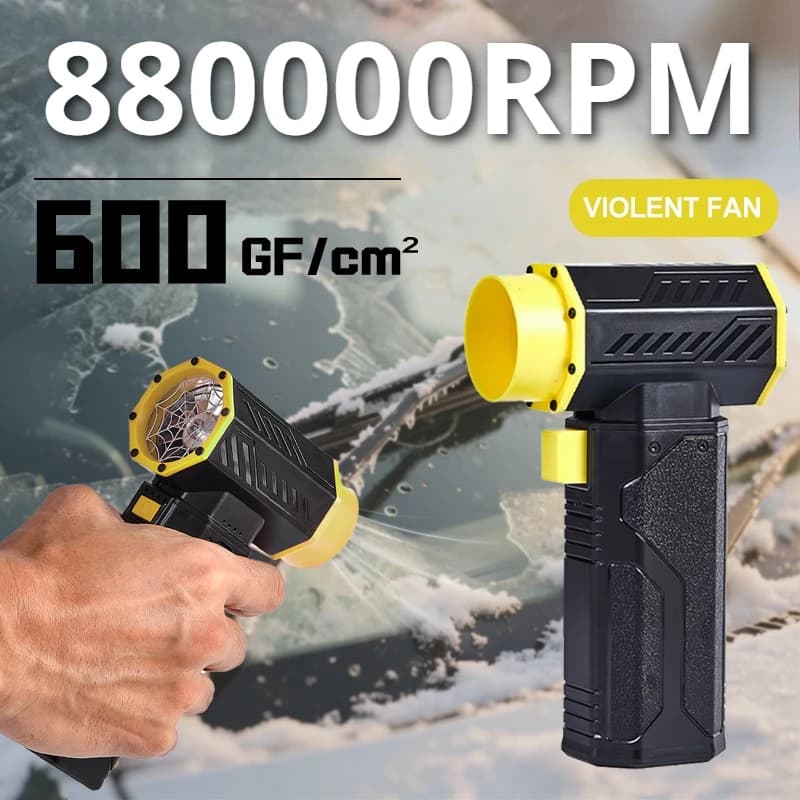 880000RPM Turbo Fan Jet Powerful Air Blower 10000mAh 600g Thrust 70m/s Wind Brushless Duster, vacuum leaf Removal Dryer for car - 2