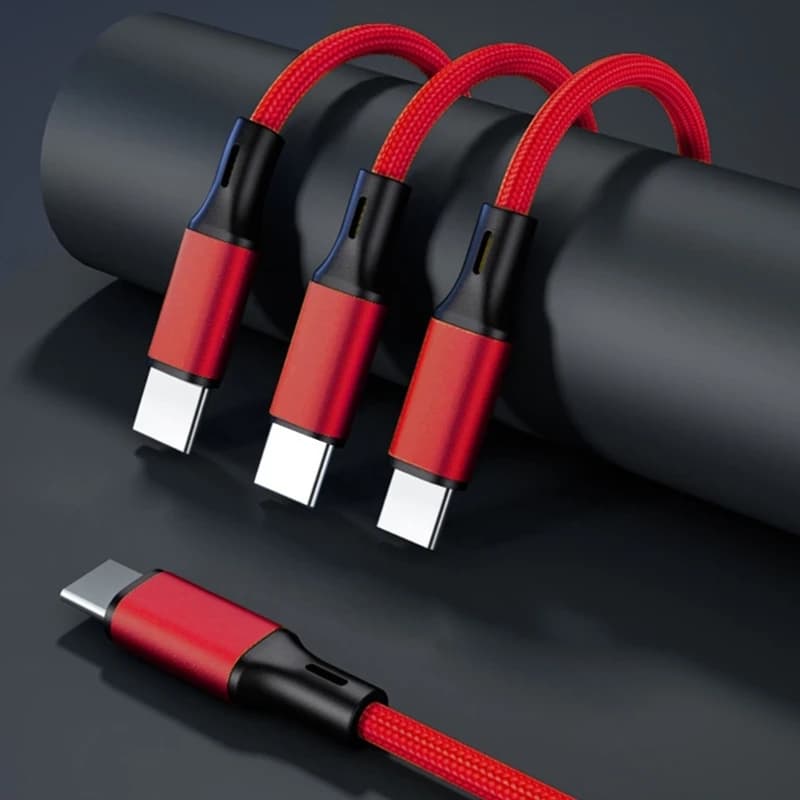 3 in 1 USB C to USB C Multi 3 in 1 Type C to 3 Type C Port Charger Cord, 5V 2A Fast Charging Cable for 3 Mobile Phones - 3