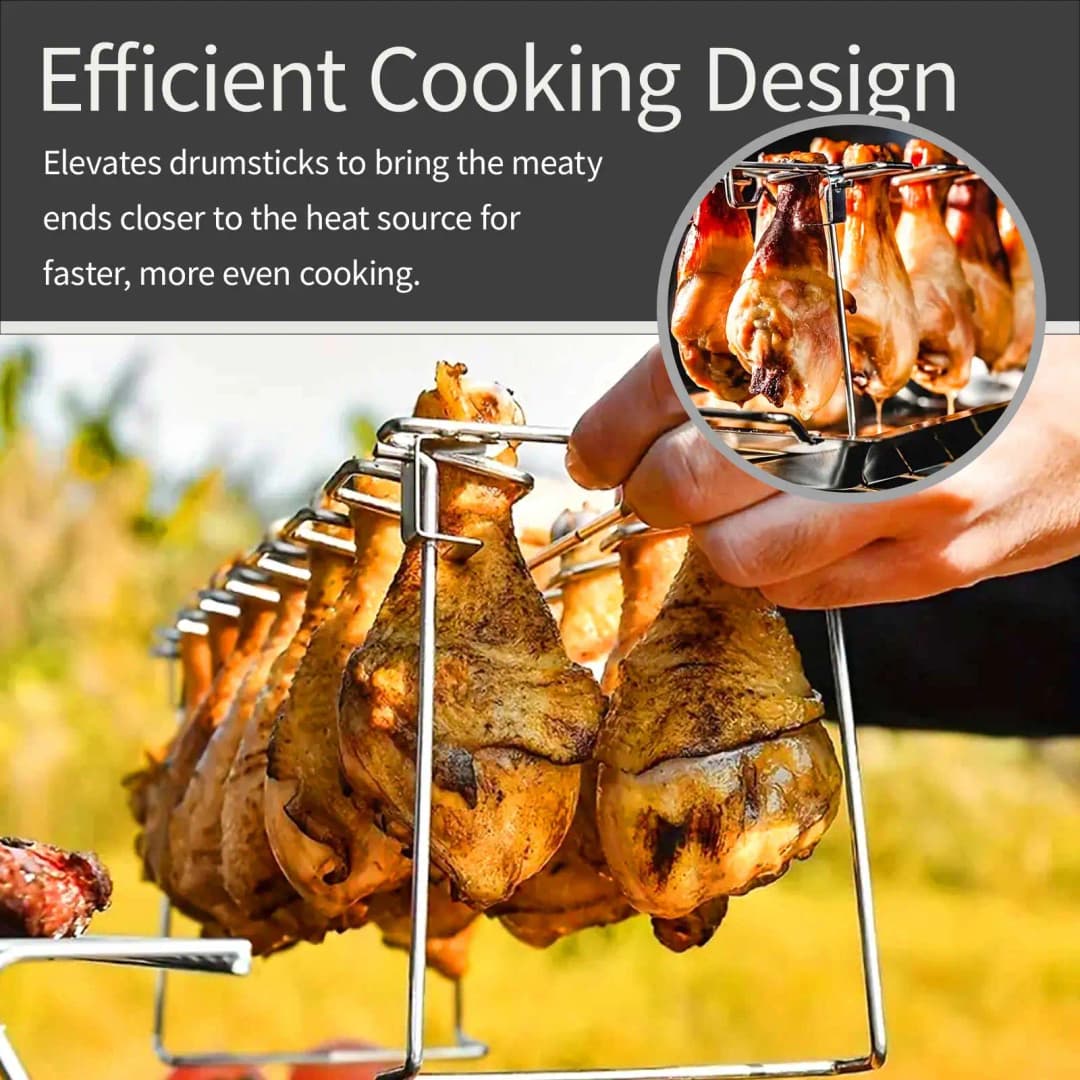 1 قطعة للطي الفولاذ المقاوم للصدأ الدجاج الساق الجناح رف الدجاج الساق شواء شواء الدجاج الجناح رف شواية عمودية لفرن شواء المدخن - 4