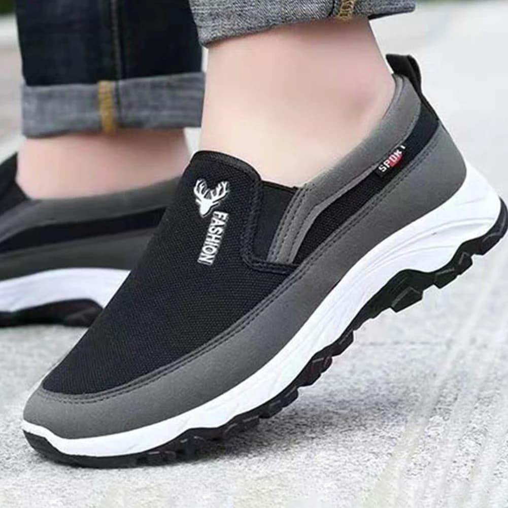 Men Casual Canvas Shoes Lightweight Summer Mesh Shoes Breathable Slip on Flats Men Fashion Walking Shoes Soft Loafers for Men - 5