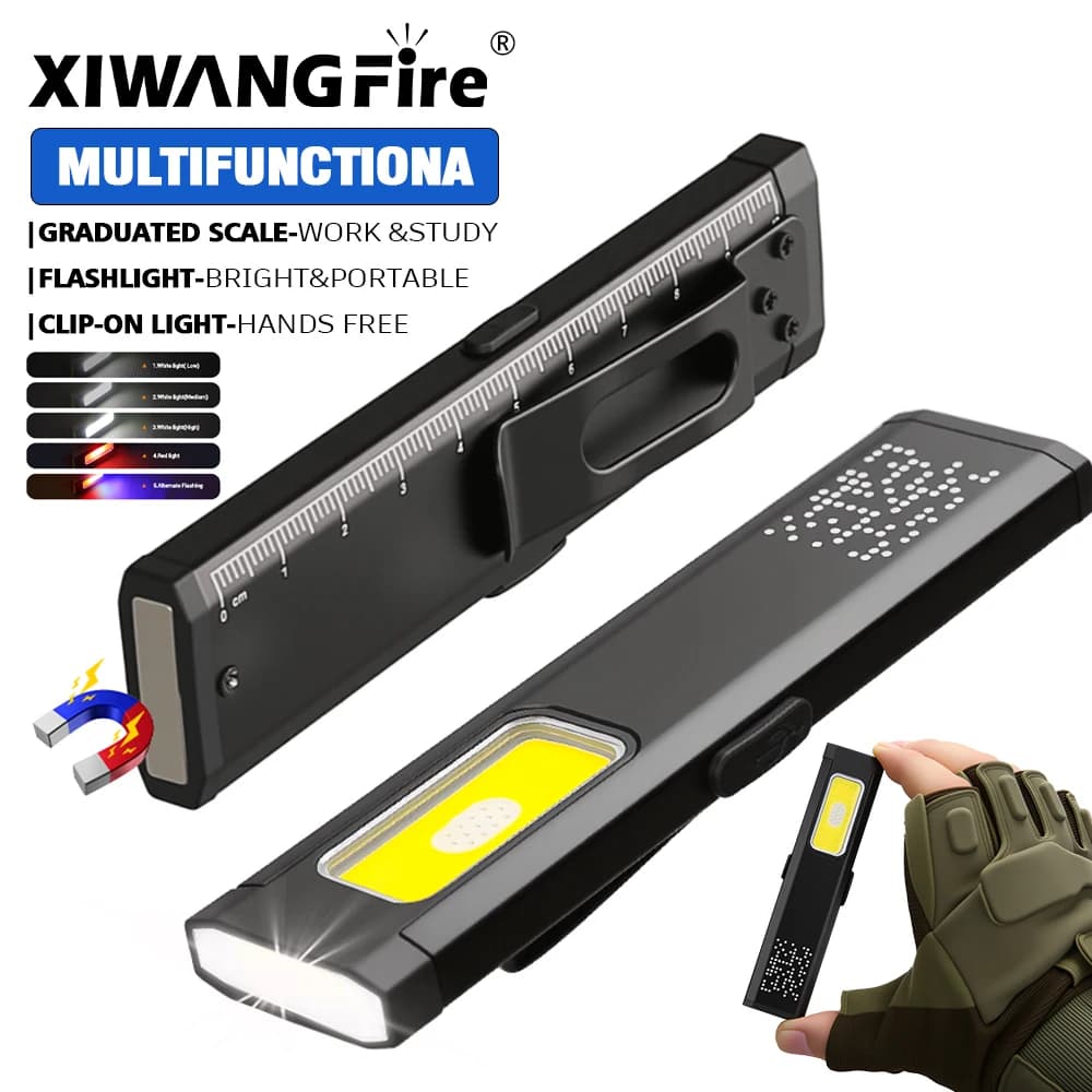 كشاف LED صغير محمول قابل لإعادة الشحن، كشاف جيب مقاوم للماء للعمل في الهواء الطلق مع قبضة مغناطيسية، كشاف LED صغير