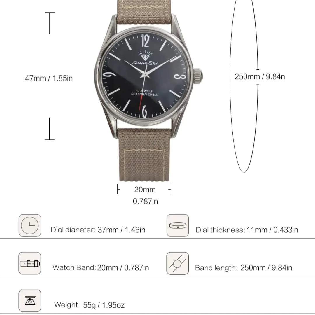 Shanghai Diamond Mechanical Watch Men's Manual Winding Watch 7120 Movement 38MM Stainless Steel Waterproof Men's Gift - 6
