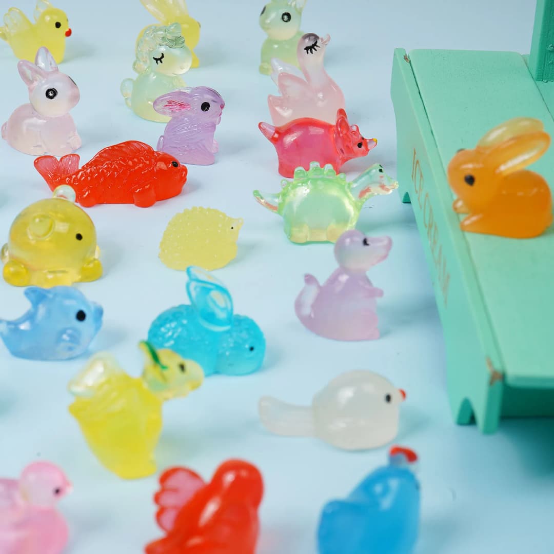 50 PCS Luminous Mini Resin Animals 50 Styles Miniatures Glow in The Dark Tiny Little Figures to Hide Small Duck Figures - 4