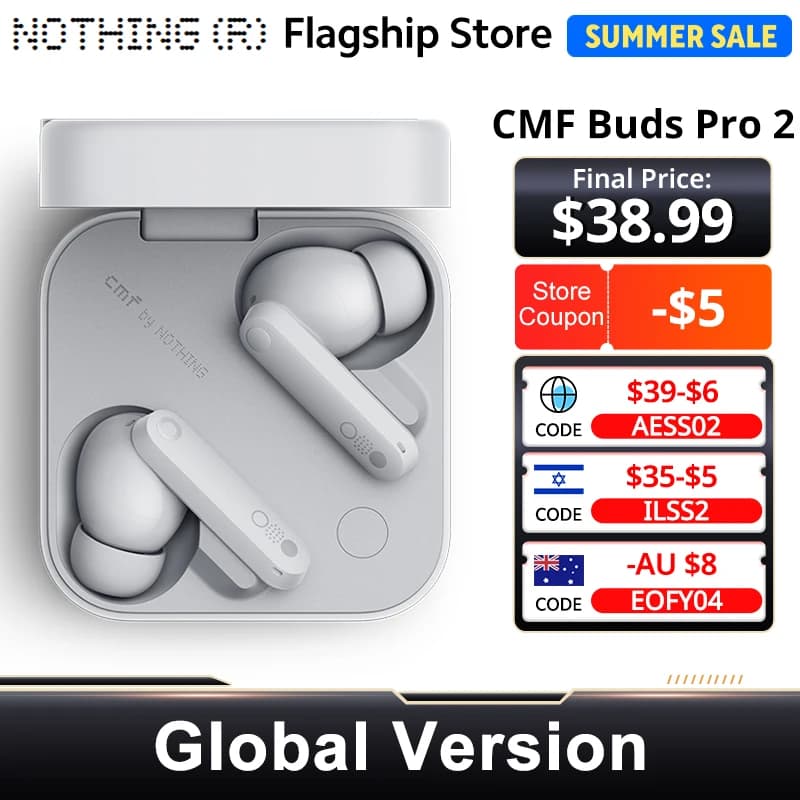 CMF By Nothing Buds Pro 2 Global Version IP55 Earphone Bluetooth 5.3 with 50 dB Hybrid Active Noise Cancellation 6 HD MICS