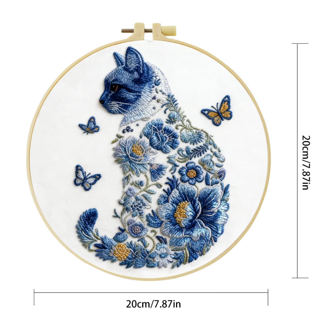 1pc 20X20CM/15X15CM 7.87/6.3inch cat Embroidery Starter Kit DIY kit DIY embroidery kit manualidades Needle Art Sewing Art - 5