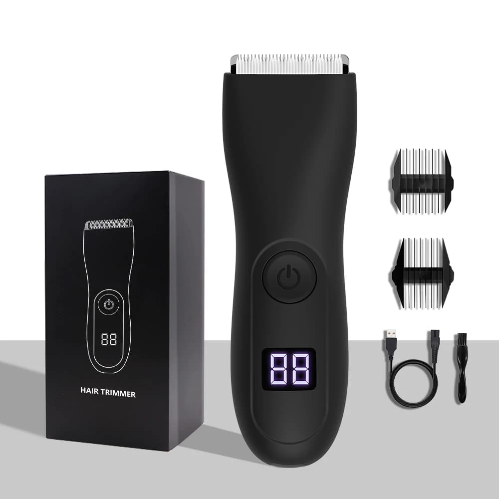 Men's Electric Body Hair Trimmer  Waterproof Groin/Ball Shaver Rechargeable Groomer Clipper for Pubic & Armpit Full Body Shaving