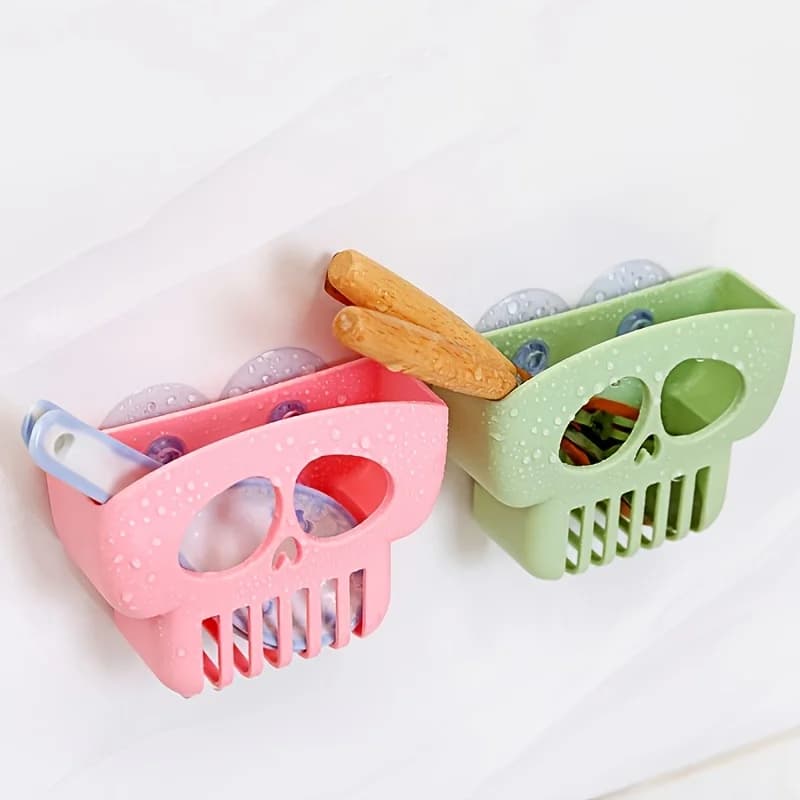 Creative kitchen dishwashing sponge drain rack suction cup sink storage rack wall mounted scouring pad cloth cloth storage rack - 3