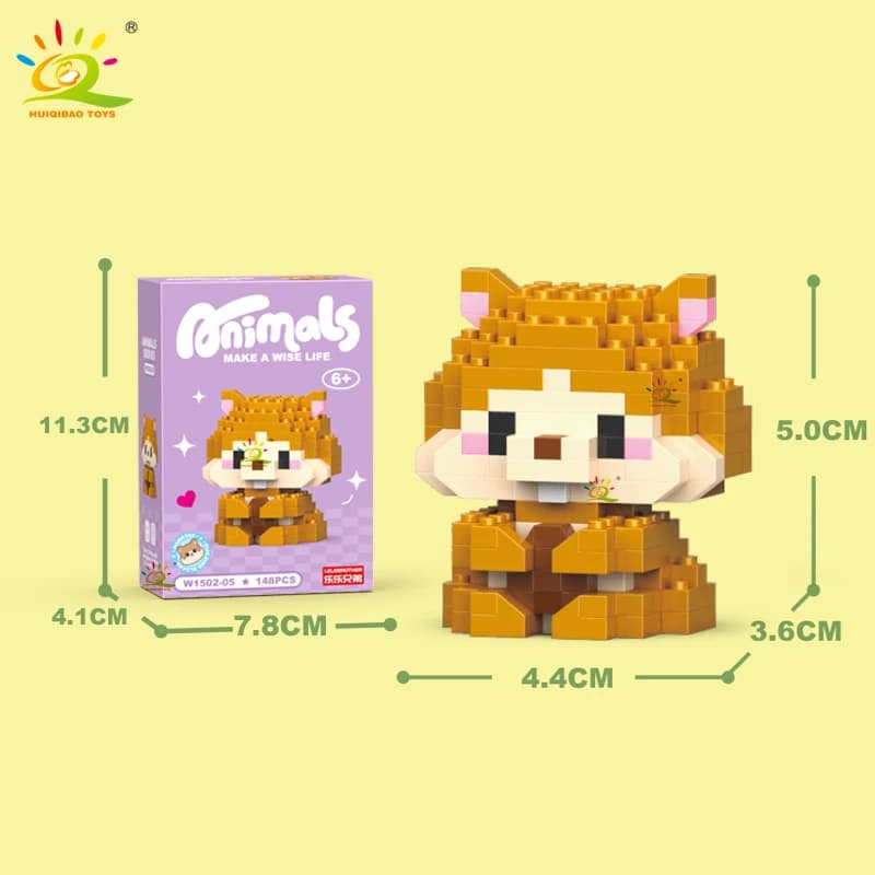 HUIQIBAO Mini Cute Anima Micro Building Blocks 3D Diamond Model LION Bricks DIY City Construction Toys for Children Kids Gift - 6