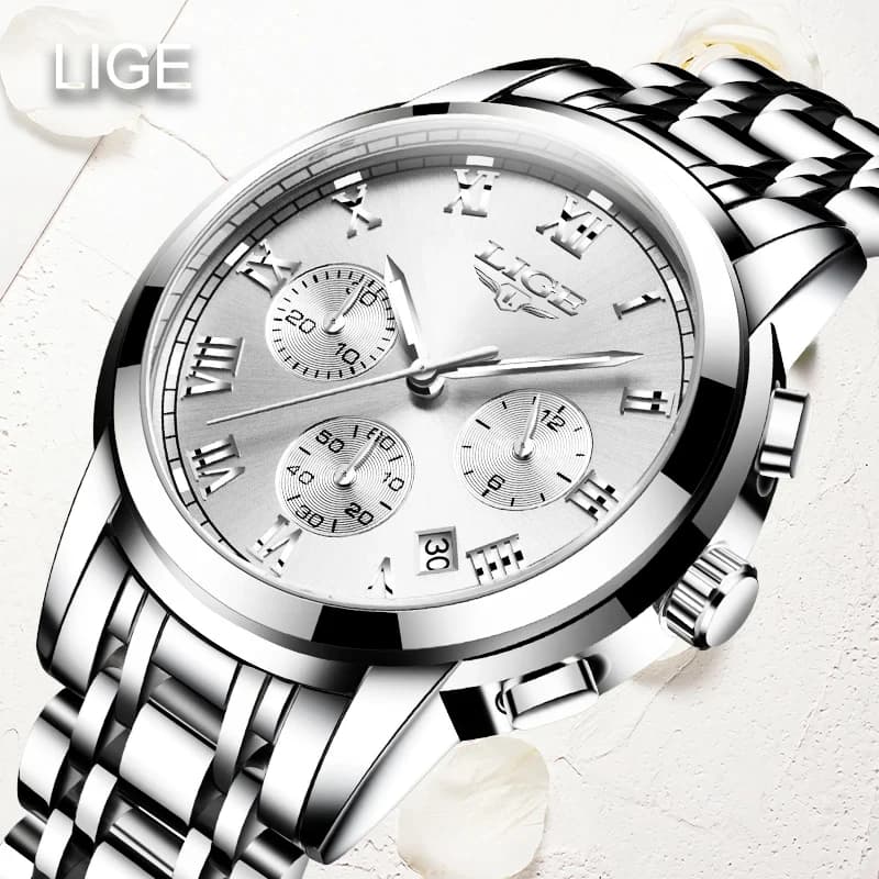 ساعة LIGE الجديدة العصرية للنساء ساعة كوارتز كرونوغراف عسكرية غير رسمية ساعات يد رياضية مقاومة للماء للنساء Relogio Feminino
