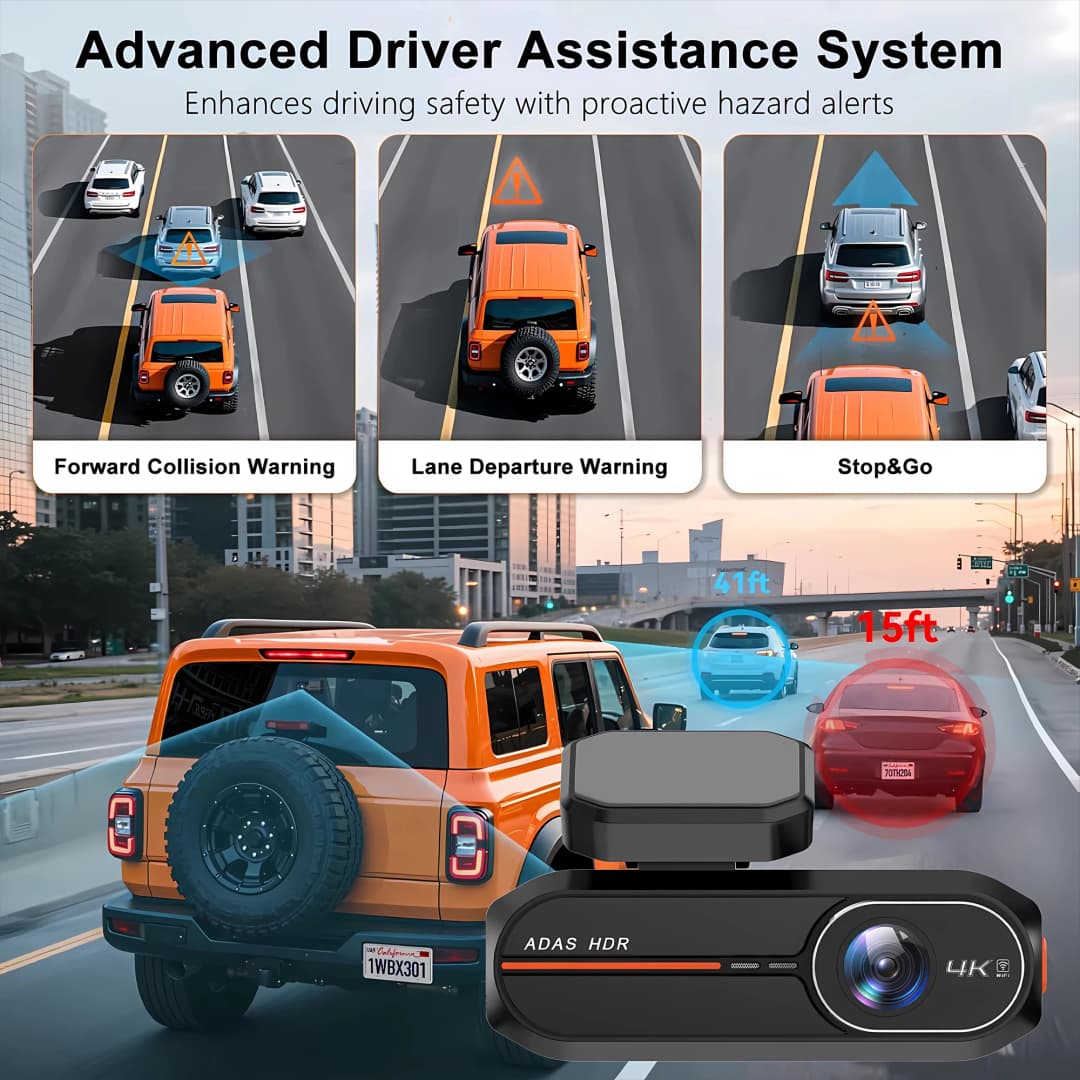 4K 3840*2160P Dash Cam WiFi GPS ADAS Front 4K Rear 2.5K DVR Video Recorder 24H Night Vision Dashcam Car Camera For Car Black Box - 3