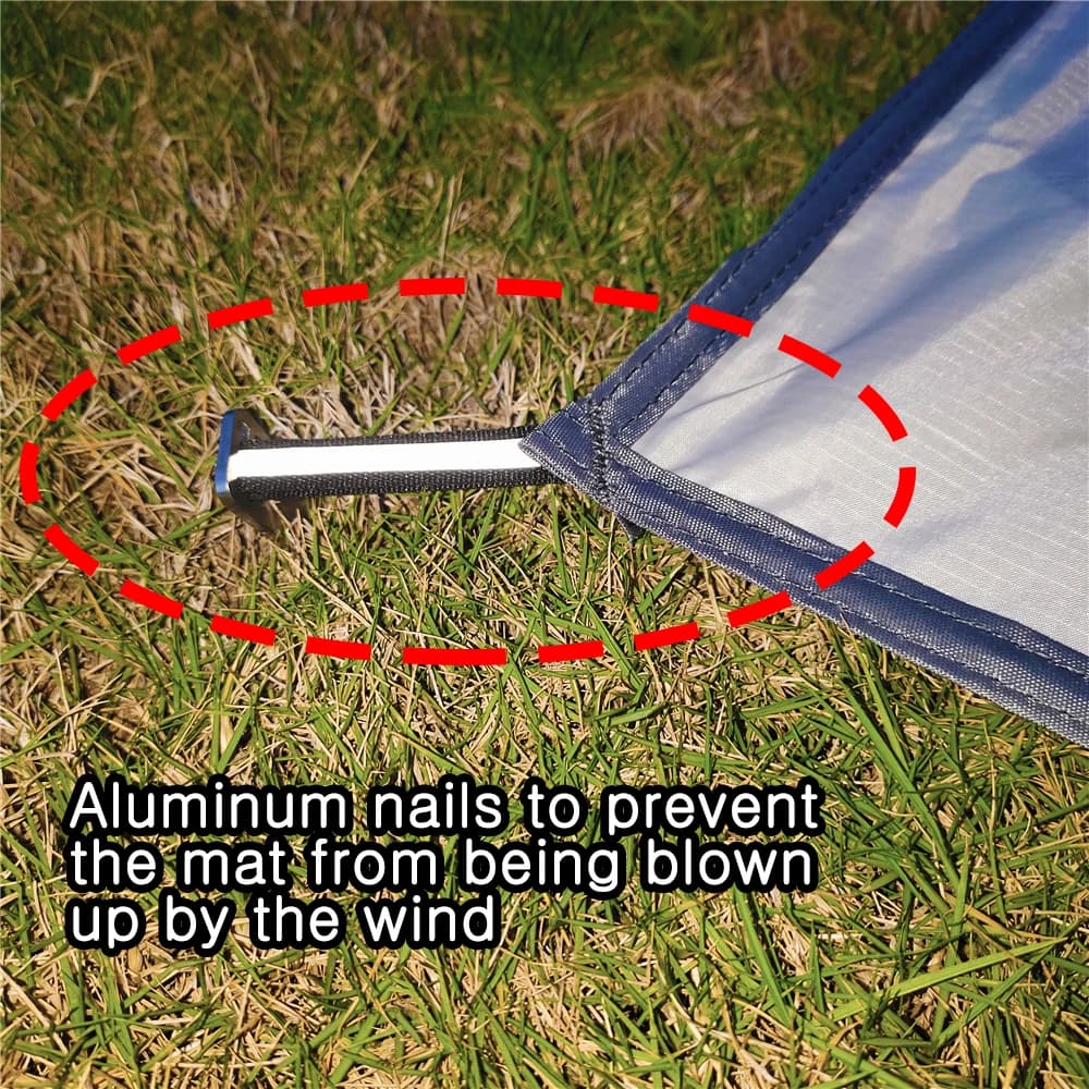 بصمة خيمة، حصيرة نزهة خفيفة الوزن مع أوتاد مقاومة للرياح، حصيرة أرضية خيمة قابلة للطي محمولة مقاومة للماء للتخييم الخارجي - 3