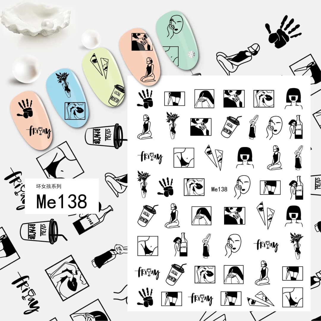 أسود عيد الحب الكبار الجنس ملصقات الأظافر مسمار الفن الديكور 3D القلب مثير النساء مسمار الفن ملصقات مستلزمات الأظافر المتزلجون - 3