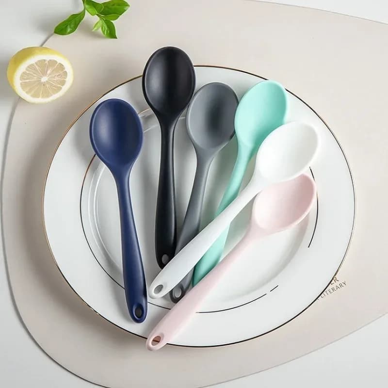 3pcs Silicone Spoon Mixing Soup Spoons Kitchen Mixing Ladle Cooking Utensils Kitchenware Tool for Stirring and Serving
