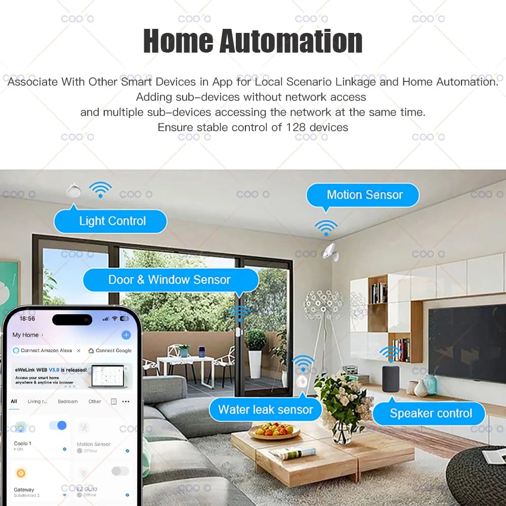 مركز تحكم ذكي ZigBee 3.0 من eWeLink لتطبيق المنزل الذكي جسر منزلي يعمل مع أليكسا وجوجل هوم وأليس - 5