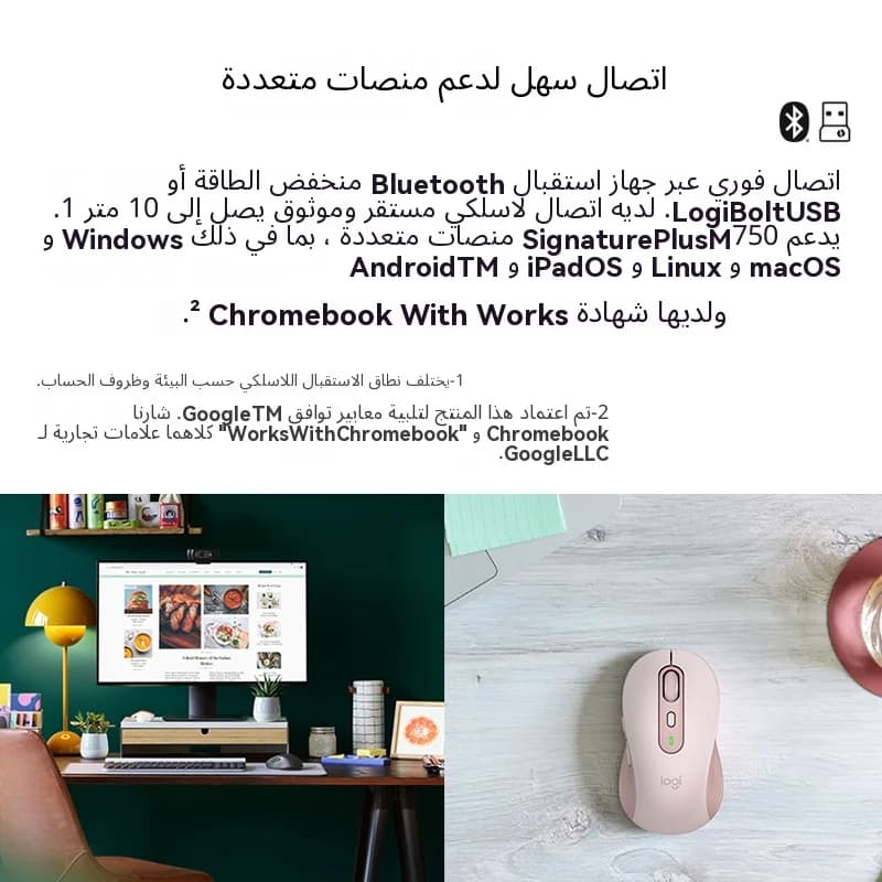 بطارية ليثيوم مدمجة مع شحن سريع Type-C. يمكن شحن لوجيتك M750/M650L لمدة ساعة وتدوم لعدة أشهر - 3