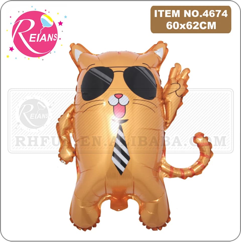 بالون قطط لطيف بنظارات شمسية كرتونية زينة عيد ميلاد لعبة أطفال زينة حفلات ومناسبات - 2