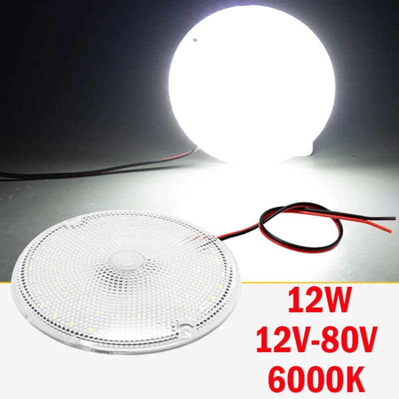 إضاءة قبة دائرية 60LEDs، إضاءة داخلية مشرقة، مصباح قراءة متين مع مفتاح كبير، للسيارات ومقطورات السفر والقوارب والشاحنات