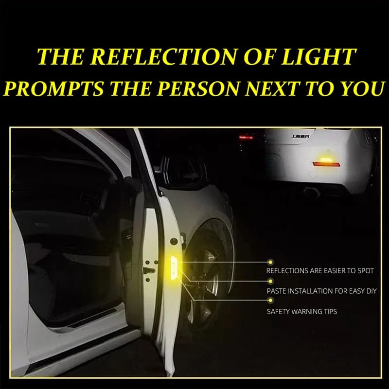 Universal Car Door Sticker Night Reflective Safety Opening Warning Reflector Tape Decal 4Pcs Per Set Accessories - 2