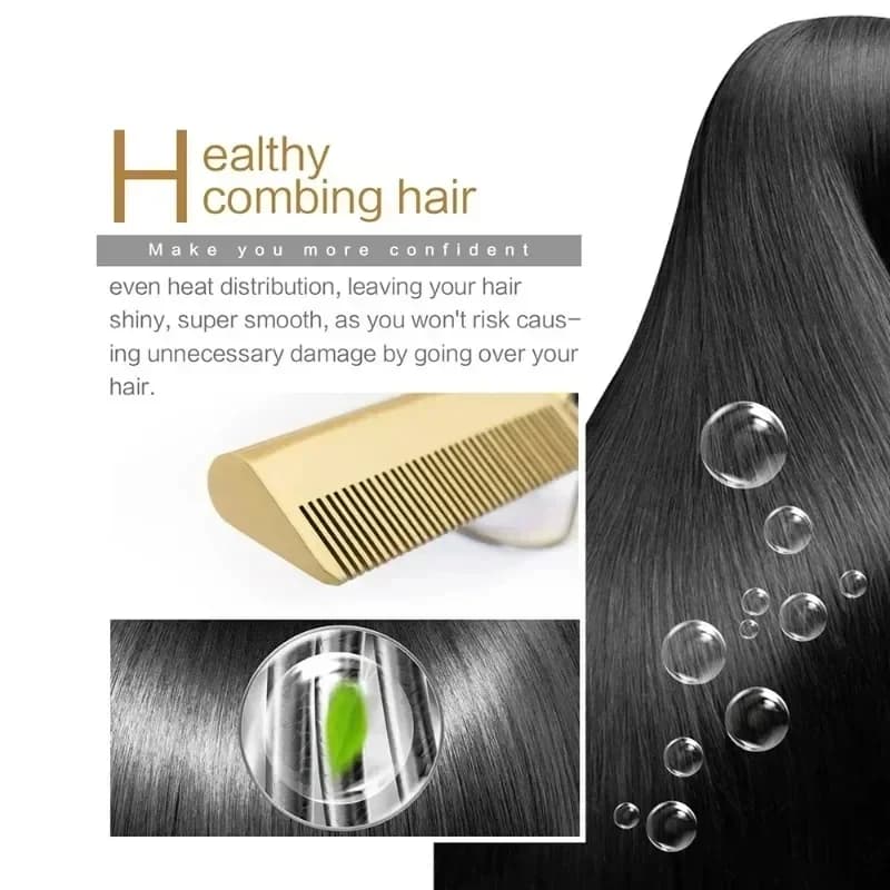 2 in 1 Electric Hot Heating Comb Hair Straightener Curler Wet Dry Hair Iron Straightening Brush Hair Styling Tool - 5