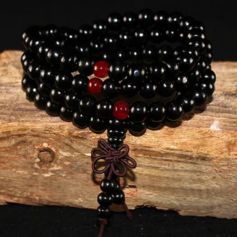 Natural Sandalwood Bracelet Men Buddhist Buddha Meditation Bead Bracelet For Women Prayer 108 Beads Rosary Hanging Decoration - 5