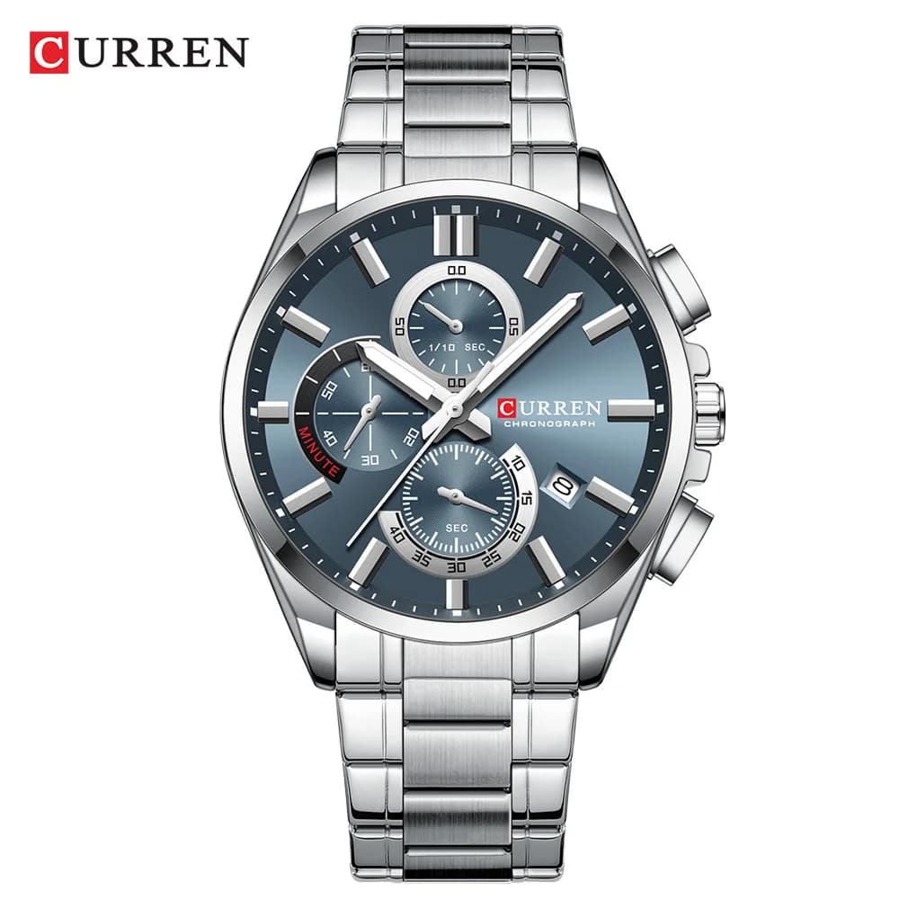 CURREN Men's Watches Top Brand Luxury Watch for Men Original Waterproof Stainless Steel Chronograph Moon Phase Date Rota Dial - 2