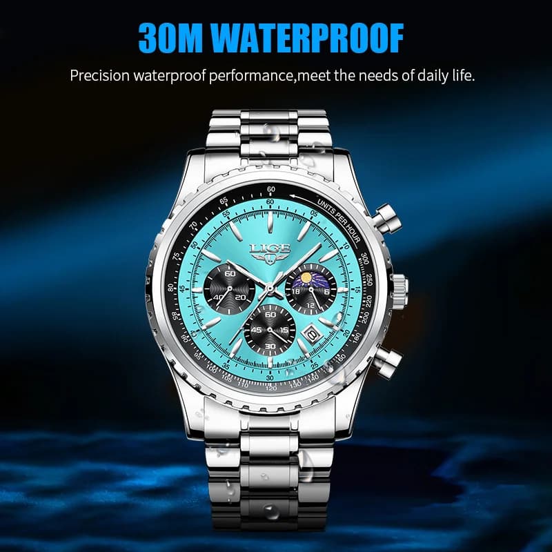 2025 LIGE Top Brand Luxury New Men Watch Quartz Man Watches Waterproof Luminous Watch for Men Date Chronograph Sport Wristwatch - 4