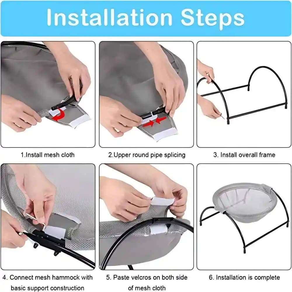 سرير أرجوحة للقطط، سرير قائم للكلاب، سرير نوم عميق للقطط الصغيرة والمتوسطة، قابل للفصل وسهل التنظيف، سجادات الحيوانات الأليفة - 5