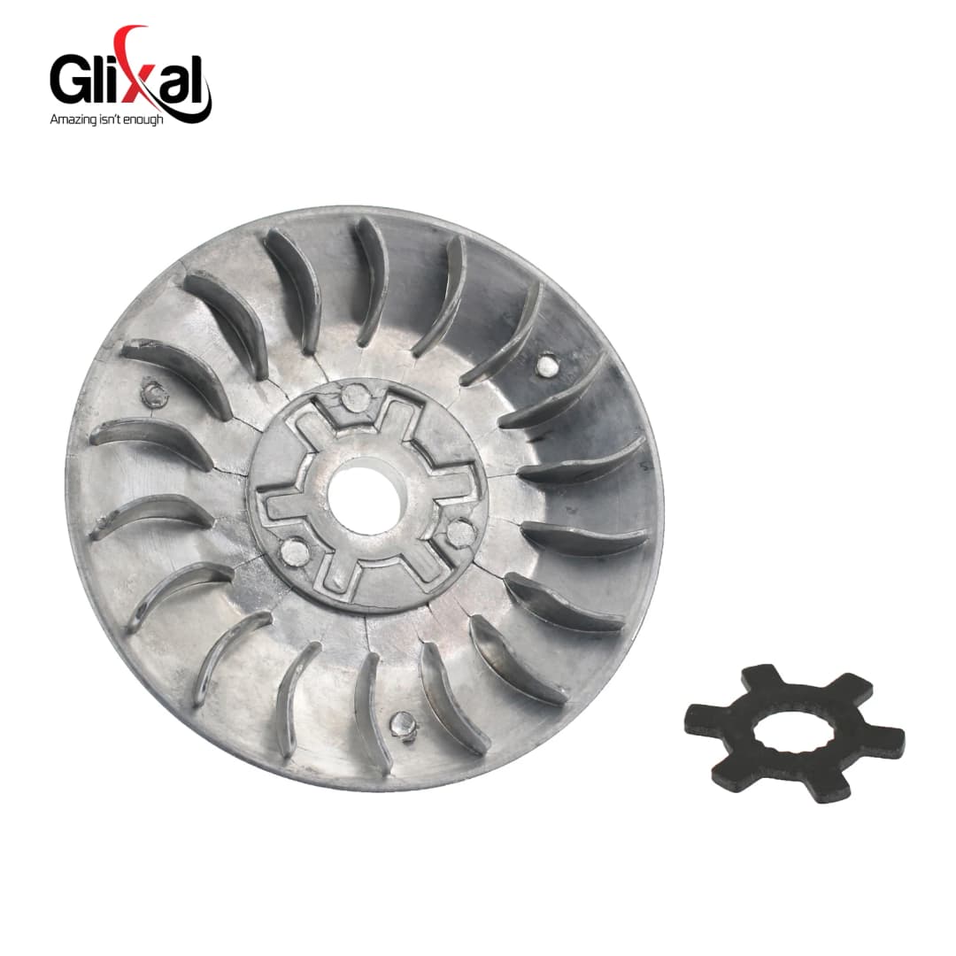 Glixal High Performance 98mm Racing Variator Fan for 2 Stroke Minarelli 1PE40QMB 50cc Jog 50 Scooter Moped (13mm ID, 17 Splines) - 4