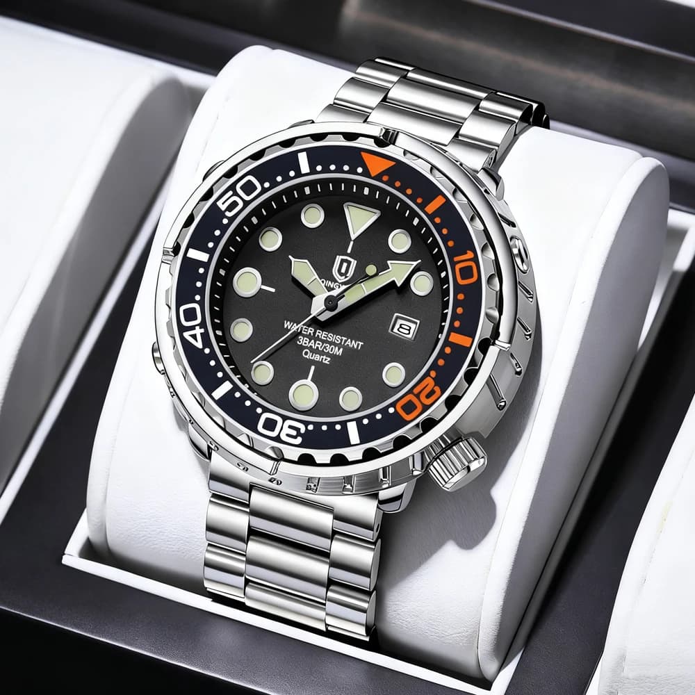 ساعة رجالي جديدة فاخرة مقاومة للماء مضيئة بتاريخ، ساعات رياضية، ساعة يد كوارتز للرجال، ريلوجيو ماسكولينو