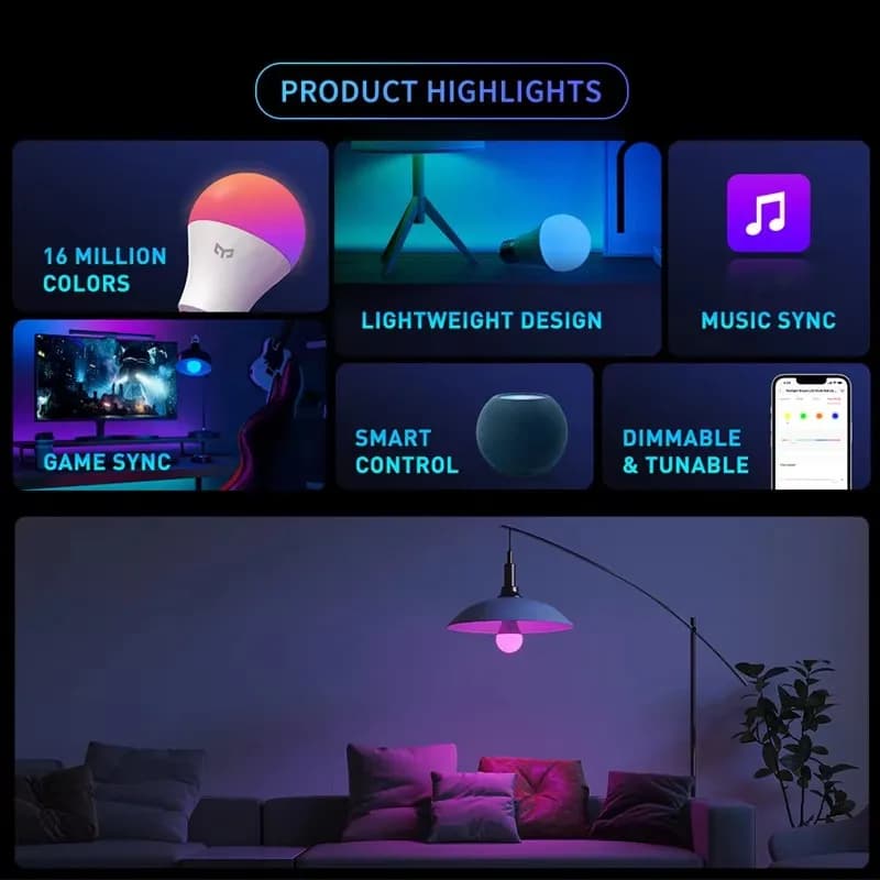 Yeelight Smart LED Bulb W4 Lite E27 Remote BLE+WIFI 800lm 8W 2700-6500K Cabinet Light Smart Home For Homekit Google Alexa - 6