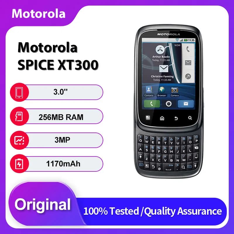 Original Unlocked Motorola SPICE XT300 3G 1170mAh GSM 850 / 900 / 1800 / 1900 Mobile Phone