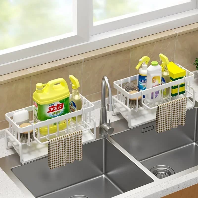 Kitchen Shelf Rag Storage Drainage Shelf No-Punch Storage Rack Home Spice Rack Sink Tap Sink Drainage Rack Kitchen Accessories - 4