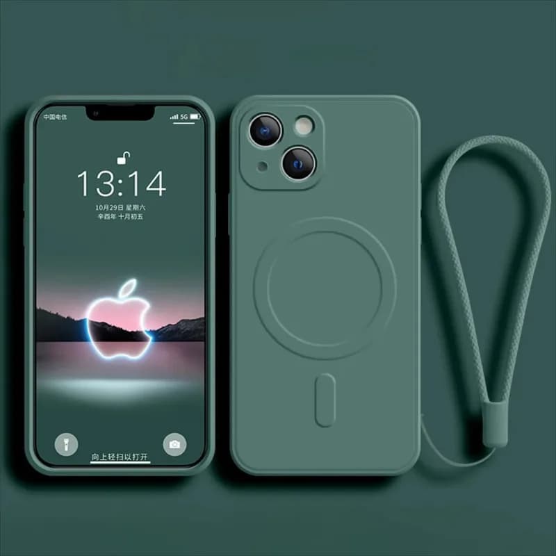 جراب شحن لاسلكي مغناطيسي ماجسيف لهاتف آيفون 15 16 14 13 12 11 برو ماكس ميني XR XS بلس غطاء ناعم من السيليكون السائل