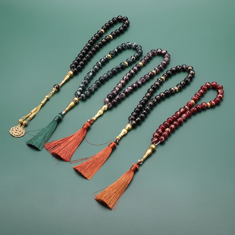 سبحة جديدة من 33 حبة زجاجية مكسورة 10 ملم لصلاة المسلمين هدية رمضان للنساء