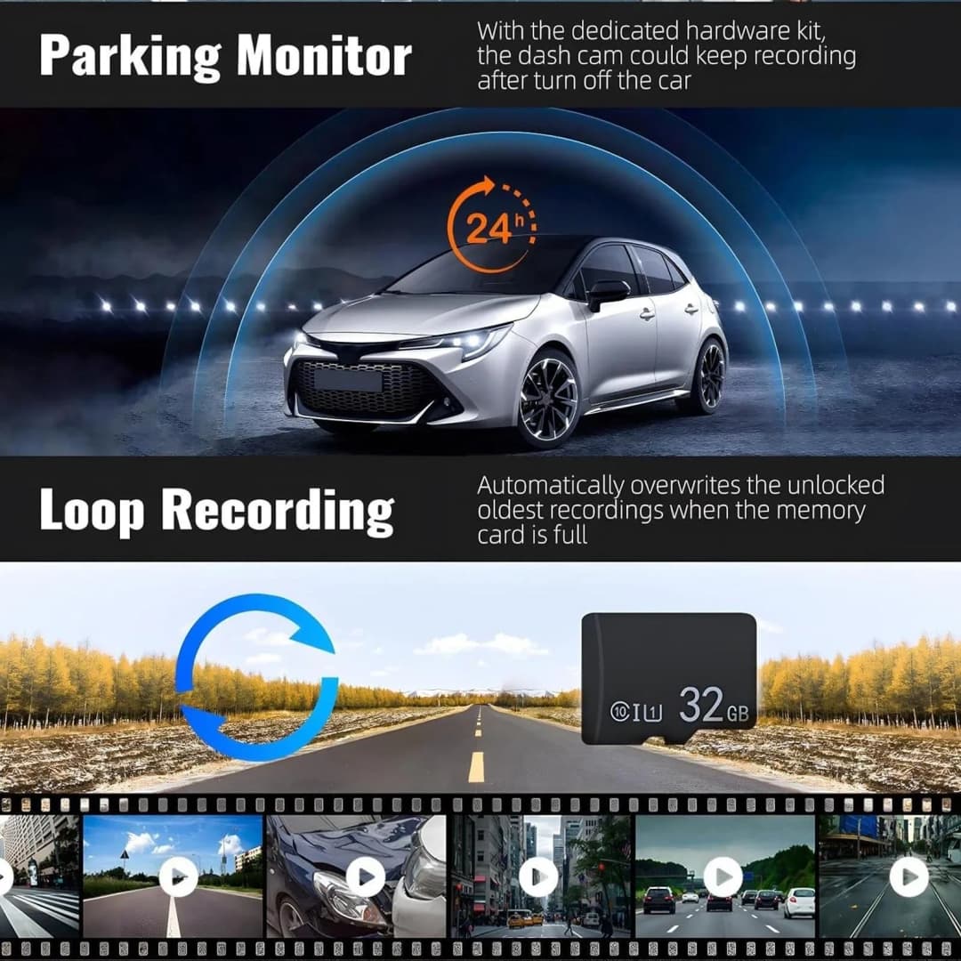 1080P HD Front Rear Dashcam 1 Count Dash Camera for Car Driving Recorder with IR Night Vision G Sensor 316 Inch IPS Screen - 4