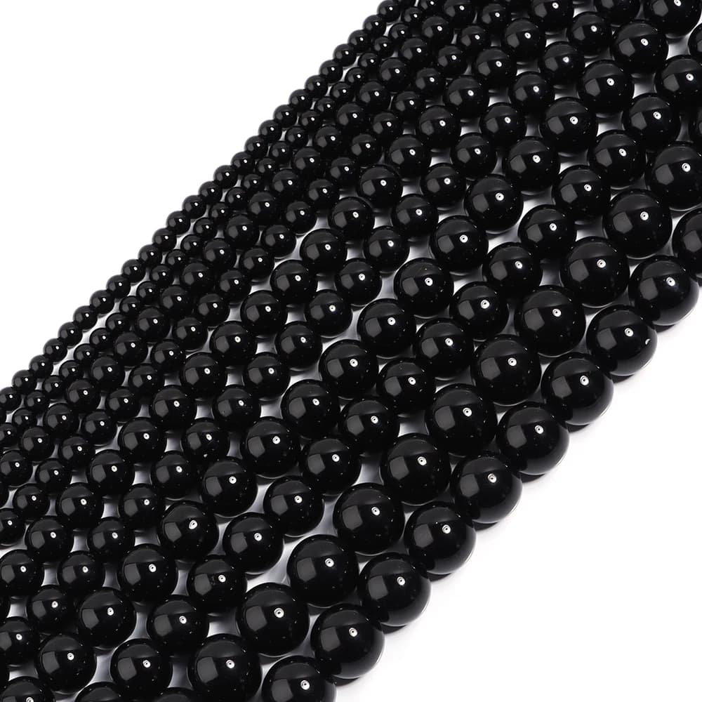 4 6 8 10 12mm Black Glass Beads Smooth Round Loose Spacer Beads For Jewelry Making DIY Handmade Bracelets Necklace Accessories - 5