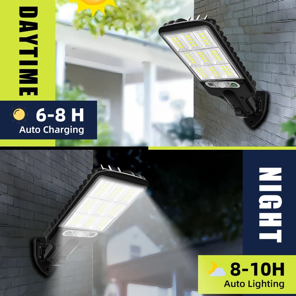 LED Solar Outdoor Wall Lights with Motion Sensor, 3 Lighting Modes IP65 Waterproof, Remote Control Solar Security Lamp - 2