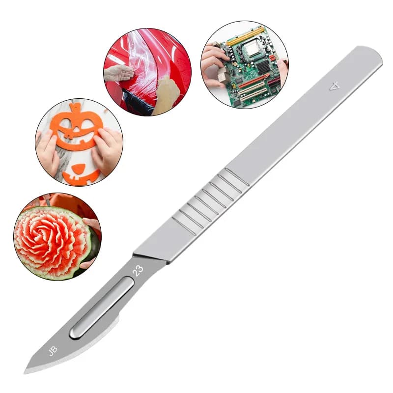 10 قطع شفرات مشرط جراحي من الفولاذ الكربوني 11# 23# + 1 مقبض مشرط أداة قص يدوية لإصلاح لوحات الدوائر المطبوعة سكين جراحي للحيوانات - 4