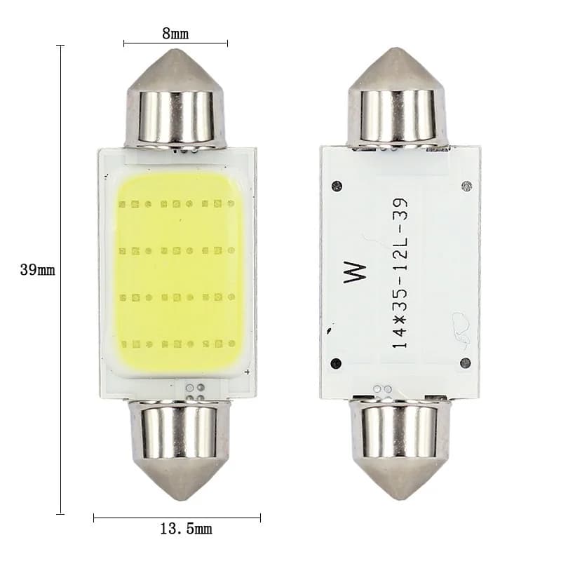 1x C10W C5W LED COB Festoon 31mm 36mm 39mm 41/42mm 12V White bulbs for cars License plate Interior Reading Light 6500K 12SMD - 4