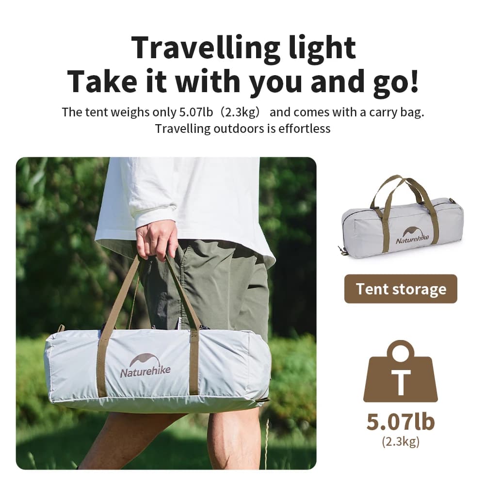 Naturehike Camping Tent 2-3 People Waterproof UPF50+ Camping Tent Outdoor Ultralight Portable Hiking Trekking Sun Shelter - 6