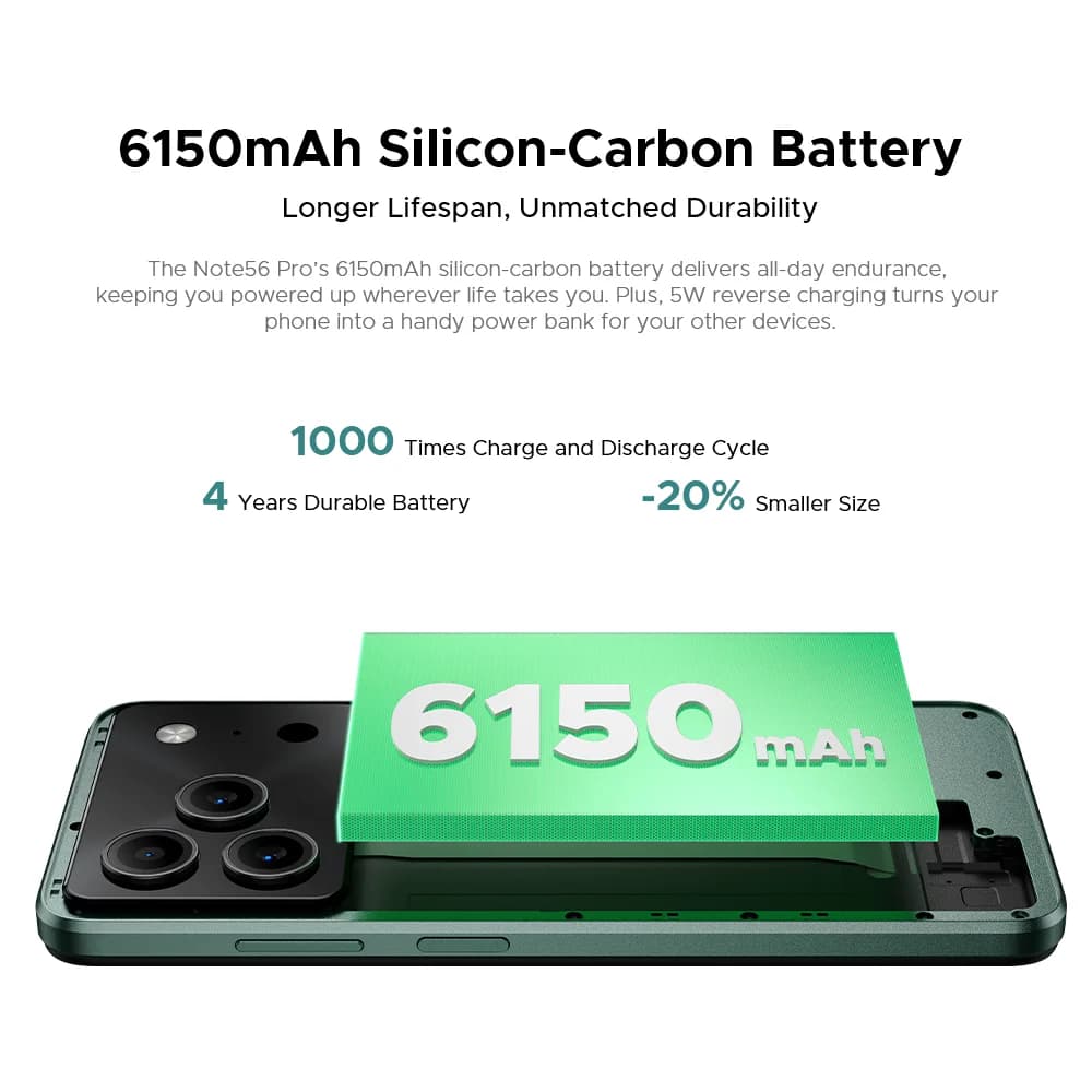Global Version DOOGEE Note56 Pro Smartphone 32GB+128GB Android 16 6150mAh Battery 6.56'' 90Hz Screen NFC Cell Phone - 6