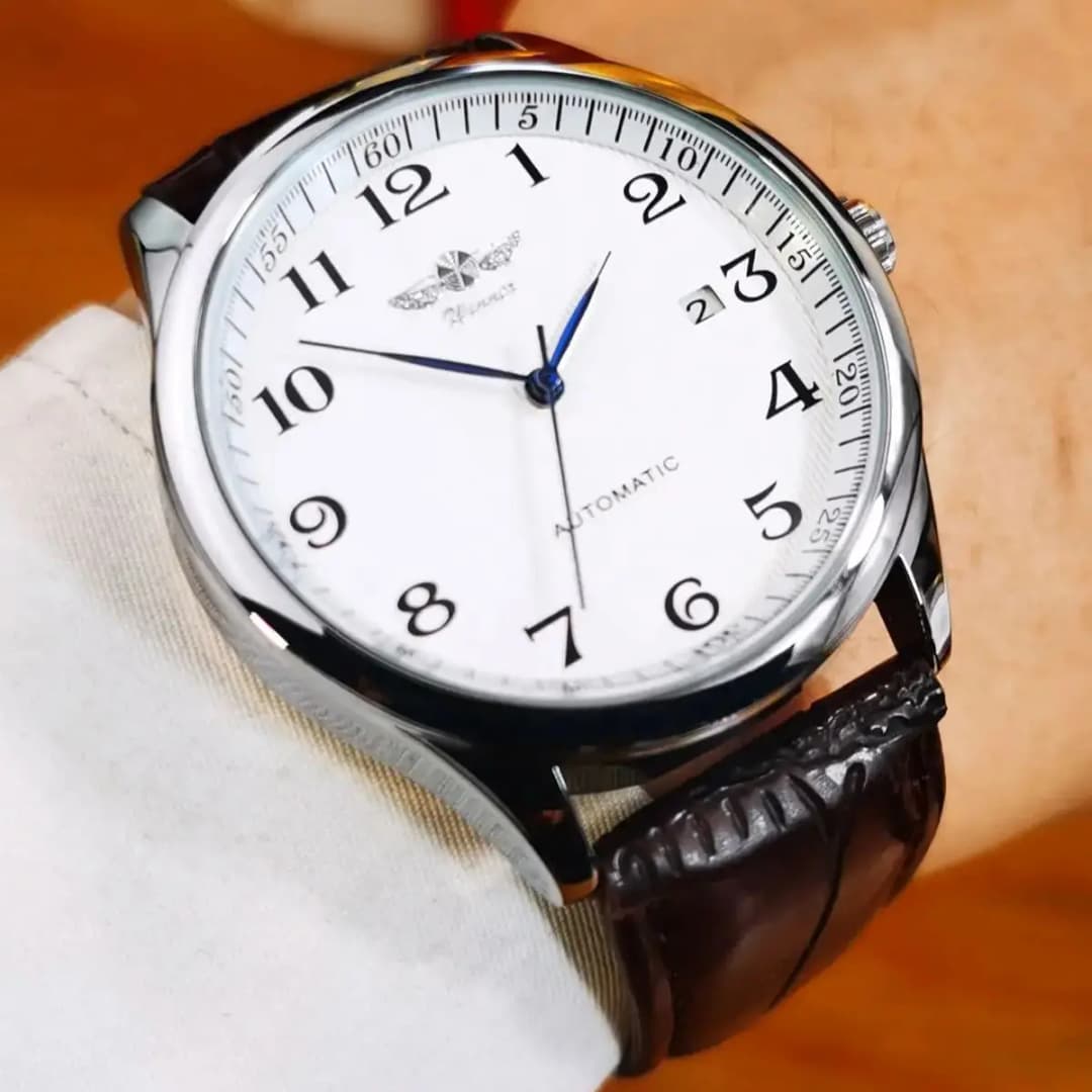 Winner Classic Business Watch for Men Retro Calendar Blue Hands Automatic Mechanical Watches Top Brand Luxury Steel Leather Belt - 6