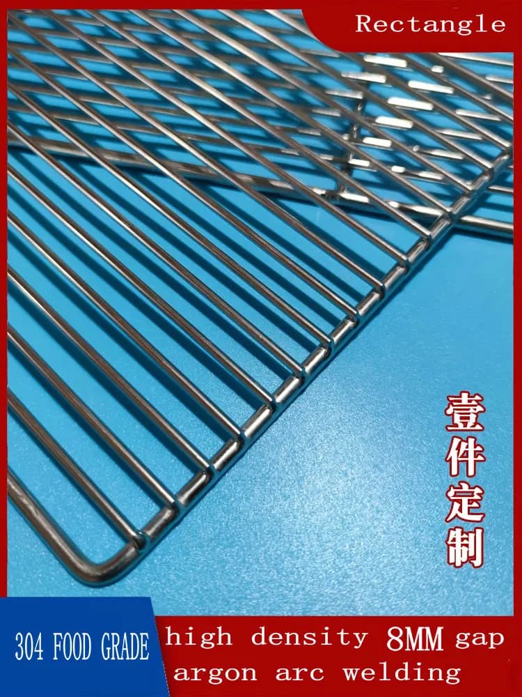 شبكة شواية فحم مستطيلة من الفولاذ المقاوم للصدأ، مقاسات متعددة، مناسبة للشواء، من HQ GM01 - 2