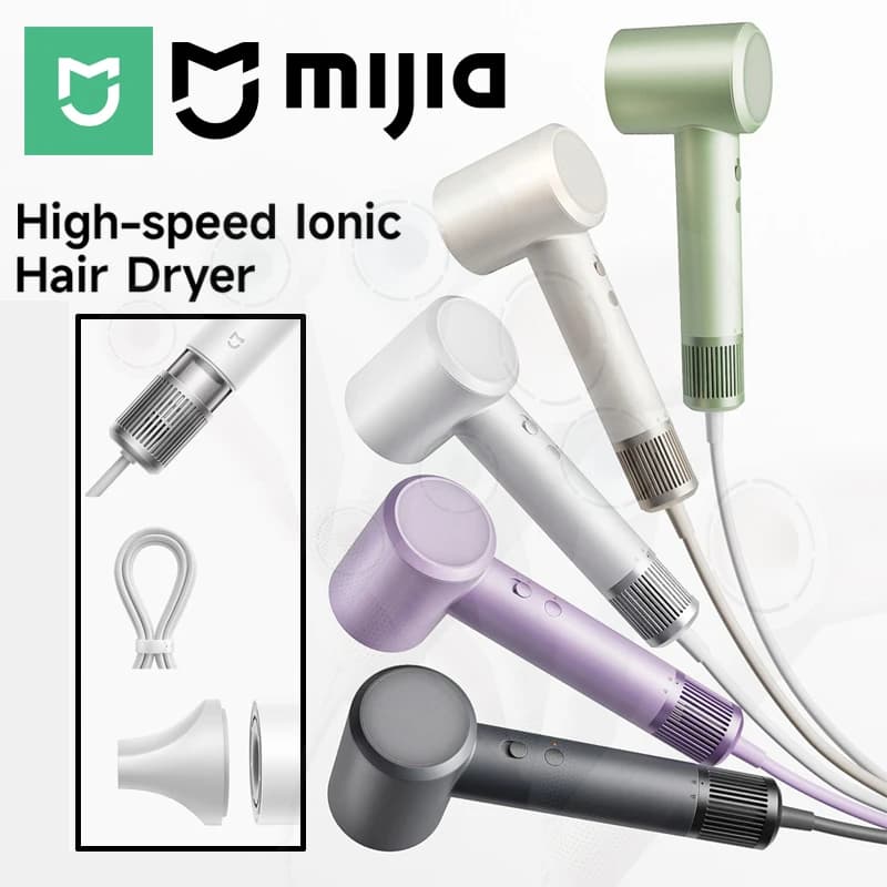 مجفف شعر أيوني عالي السرعة من MIJIA، 110000 دورة في الدقيقة، تجفيف سريع، 8 أوضاع تحكم ذكي في درجة الحرارة، 220 فولت، إصدار صيني مع محول