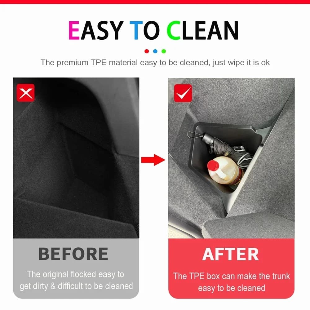 صندوق تخزين جانبي لصندوق سيارة تسلا موديل Y جونيبر 2025 2026 غطاء TPE قطيع حصيرة لوح فاصل مساحة تخزين - 4
