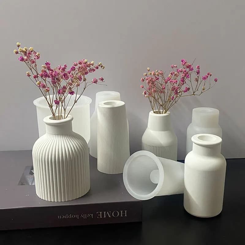 Circular Stripe Vase Silicone Mold DIY Cylindrical Stereoscopic Vase Ornaments Vase Dropping Mold Home Decoration Gardening - 4
