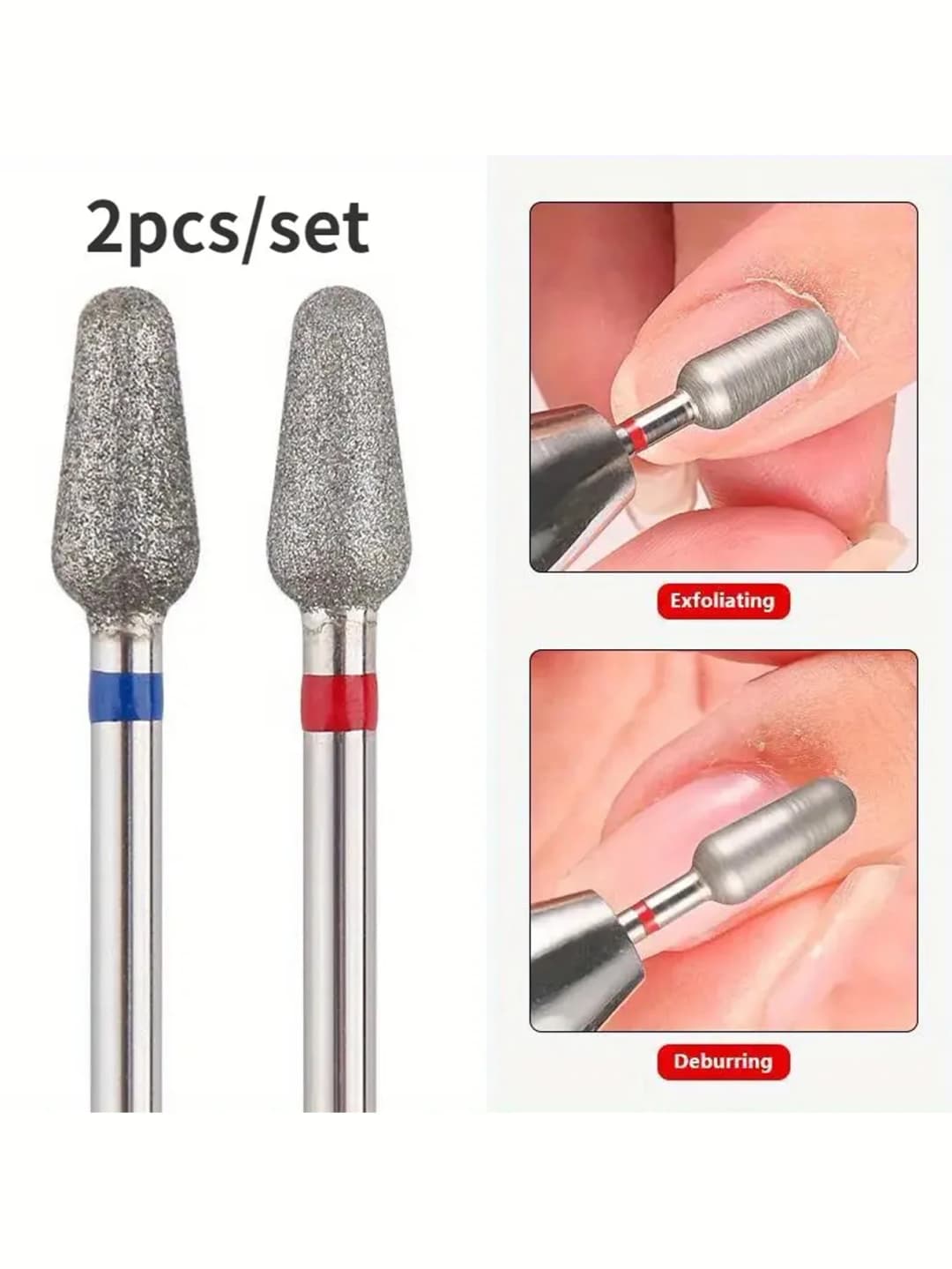 2Pcs Diamond Nail Drill Bits Carbide Conical Micro Cuticle Remover Bit for Under Nail Dead Skin Cleaning Cuticle Remove Nail Art - 4
