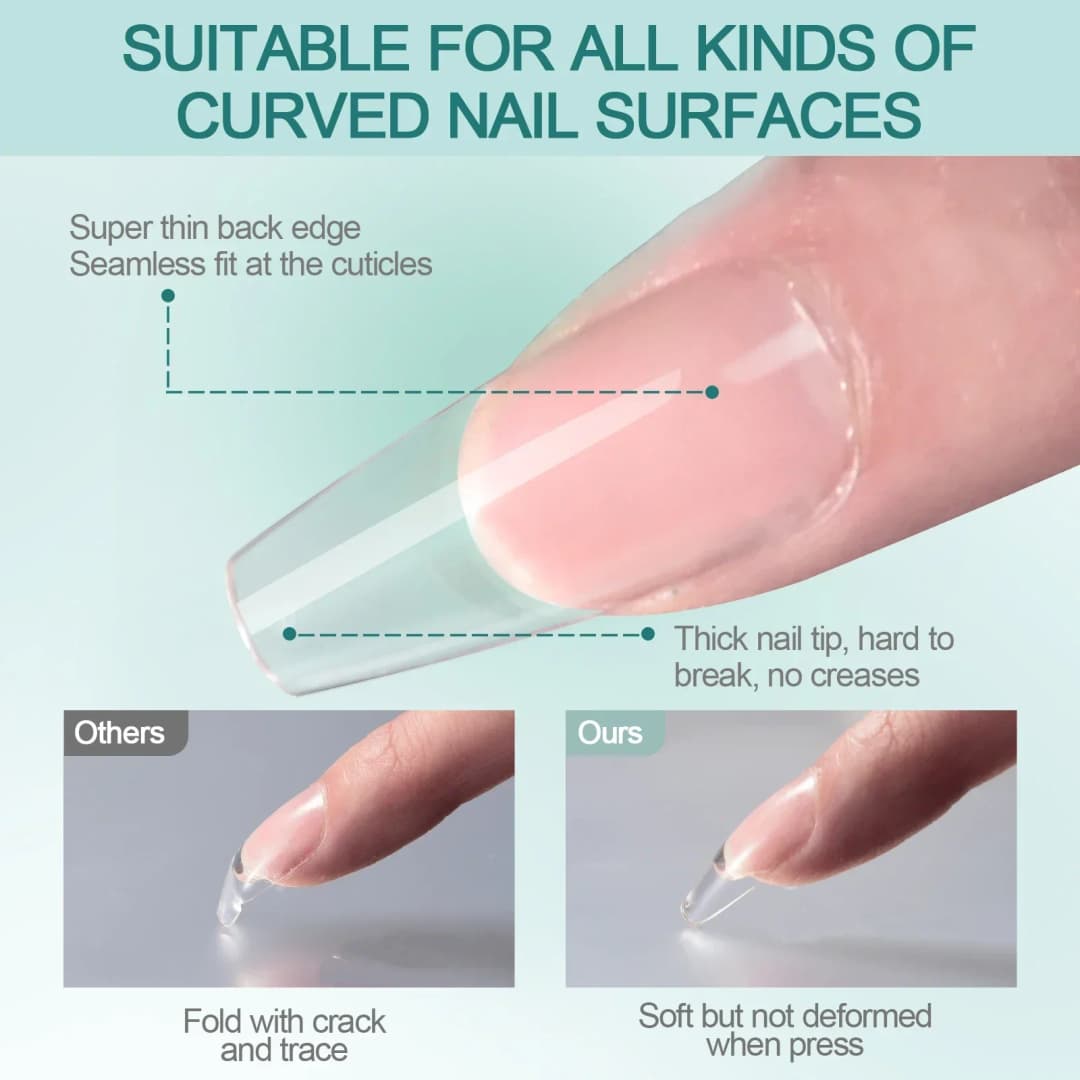 Nailpop 120pcs/box Gel X Nail Tips Medium Short Shape Almond/Square/Soft Gel Nail Tips False Nails Soak Off Easy Nail Extensions - 3