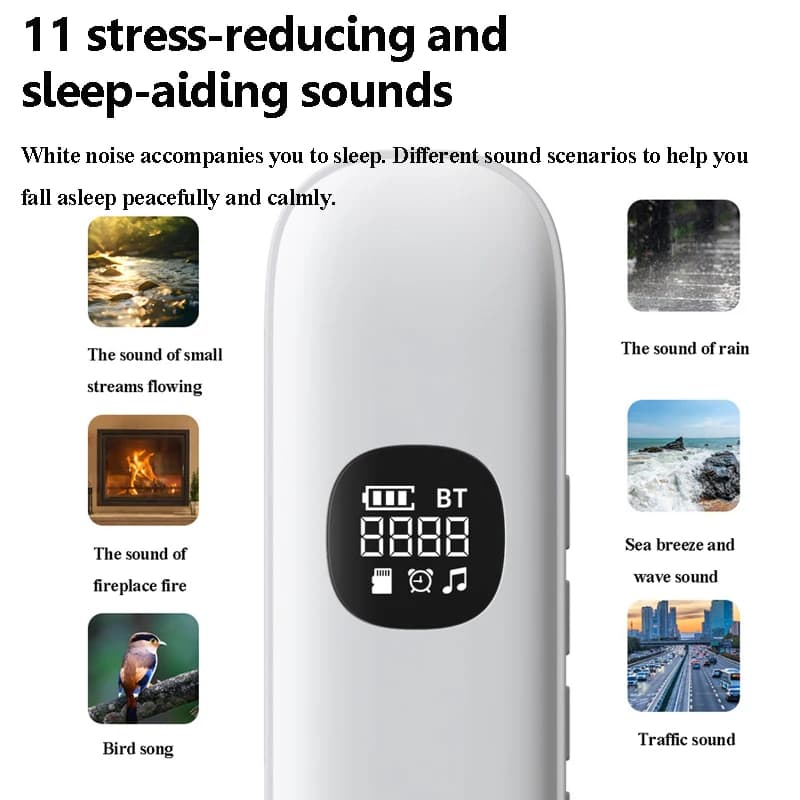 سماعة بلوتوث تحت الوسادة بناقل عظمي، مساعدة على النوم بإلغاء الضوضاء، شاشة LED، مشغل موسيقى MP3 مع إيقاف تلقائي - 2